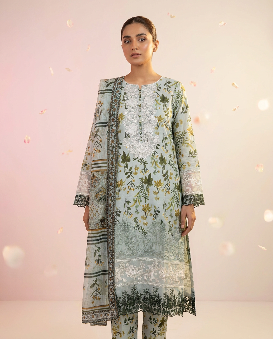 Ethereal Sage Green printed Suit — Printed collection at ZR Wears